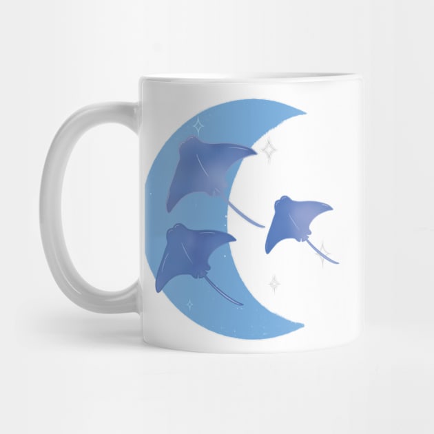 Cownose Rays Crescent Moon - Blue by eeliseart